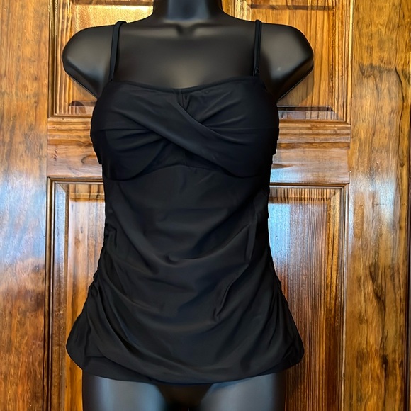 croft & barrow Other - Black Ruched & Pleated Tankini Top
